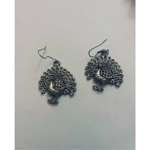 Unique silver boho TURKEY DANGLE EARRINGS